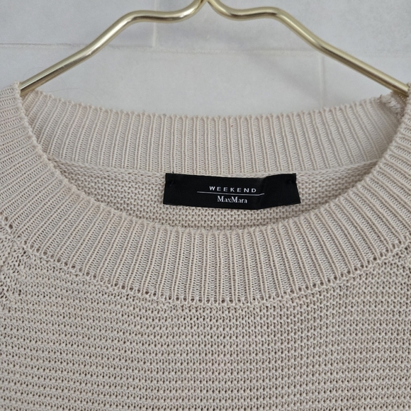 Max Mara Weekend Cotton Knit Ecru Ivory Cream Beige Crewneck Sweater Small - Picture 4 of 7